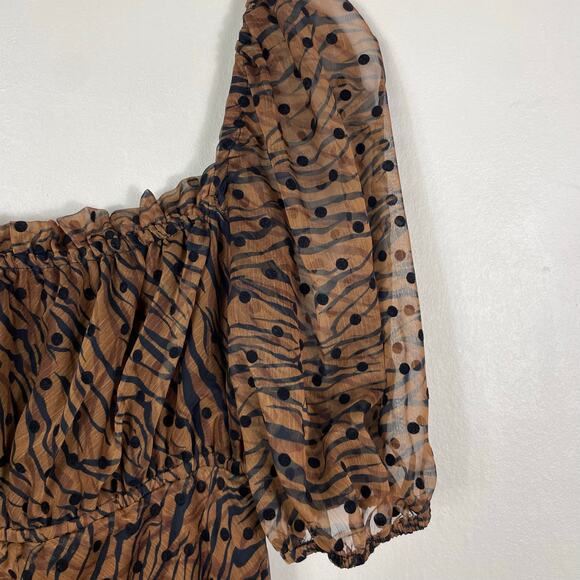 House of Harlow 1960 X Revolve Felt Tiger Pattern Square Neck Lennon Midi Dress - Picture 4 of 11